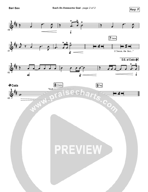 Such An Awesome God Bari Sax (Shane & Shane/The Worship Initiative / Dinah Wright / Davy Flowers)