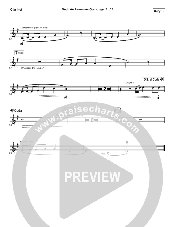 Such An Awesome God Clarinet (Shane & Shane/The Worship Initiative / Dinah Wright / Davy Flowers)