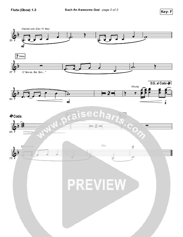 Such An Awesome God Flute/Oboe 1/2/3 (Shane & Shane/The Worship Initiative / Dinah Wright / Davy Flowers)