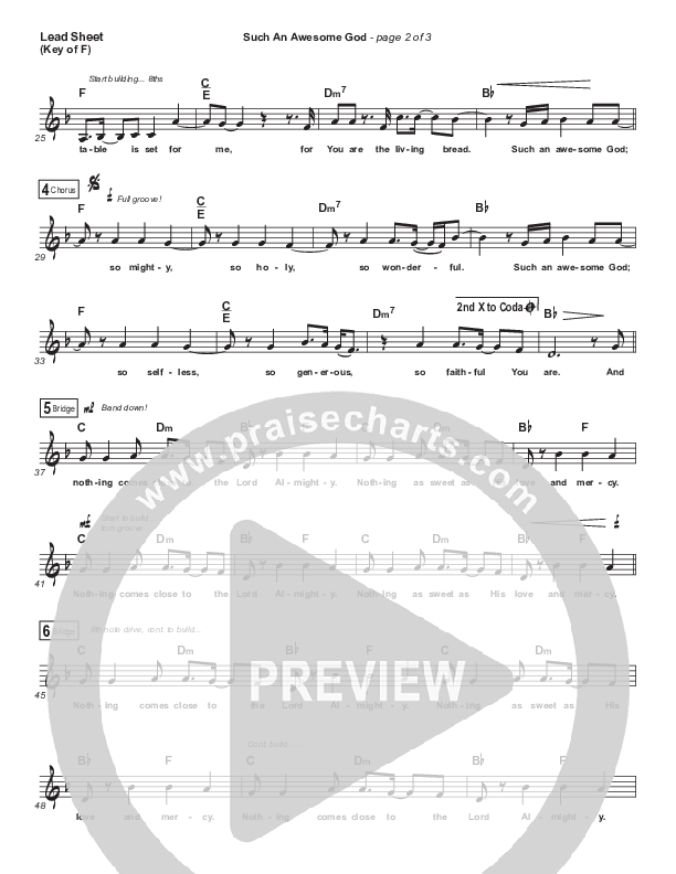 Such An Awesome God Lead Sheet (Melody) (Shane & Shane/The Worship Initiative / Dinah Wright / Davy Flowers)