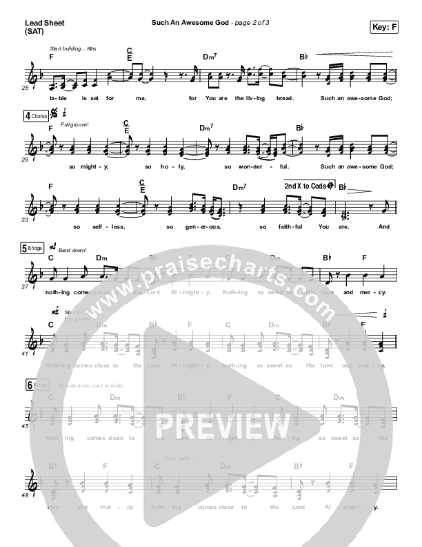 Such An Awesome God Lead Sheet (SAT) (Shane & Shane/The Worship Initiative / Dinah Wright / Davy Flowers)