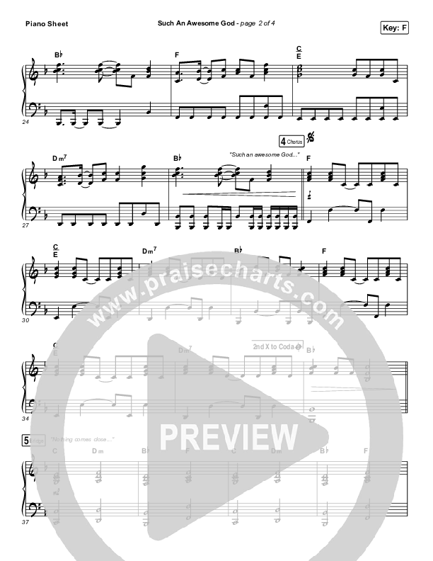 Such An Awesome God Piano Sheet (Shane & Shane/The Worship Initiative / Dinah Wright / Davy Flowers)