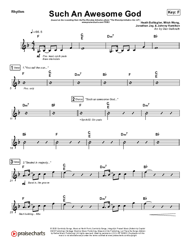 Such An Awesome God Rhythm Chart (Shane & Shane/The Worship Initiative / Dinah Wright / Davy Flowers)