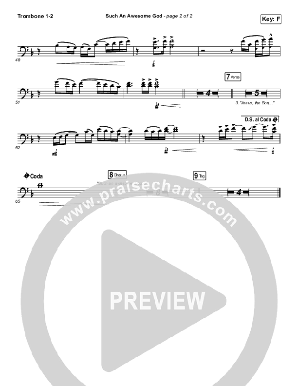 Such An Awesome God Trombone 1/2 (Shane & Shane/The Worship Initiative / Dinah Wright / Davy Flowers)