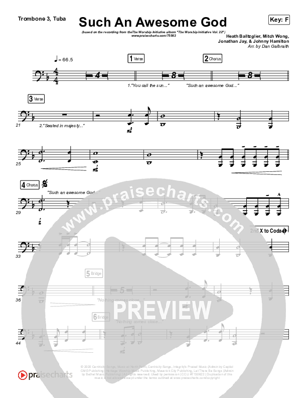 Such An Awesome God Trombone 3/Tuba (Shane & Shane/The Worship Initiative / Dinah Wright / Davy Flowers)