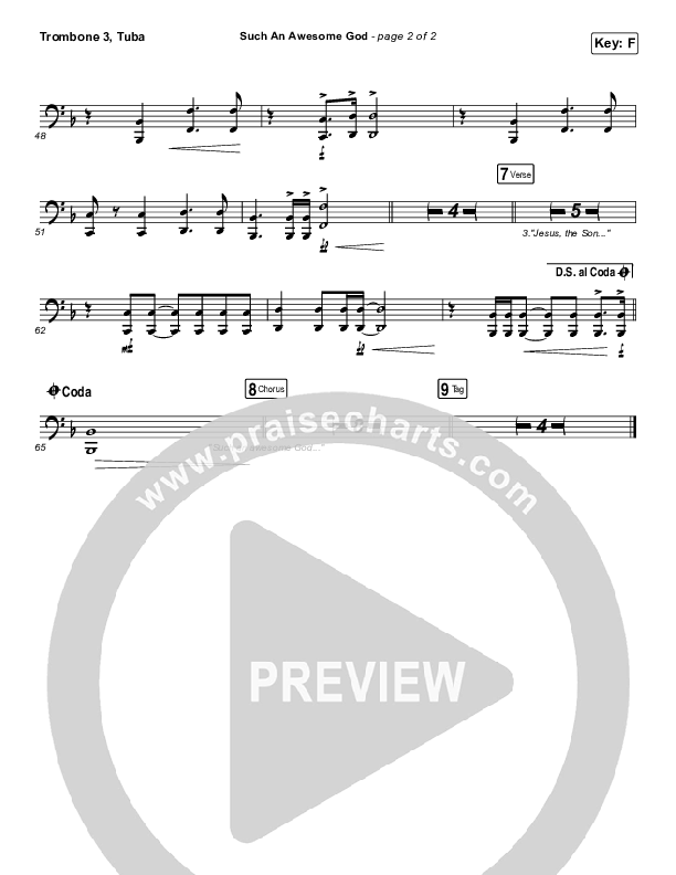 Such An Awesome God Trombone 3/Tuba (Shane & Shane/The Worship Initiative / Dinah Wright / Davy Flowers)