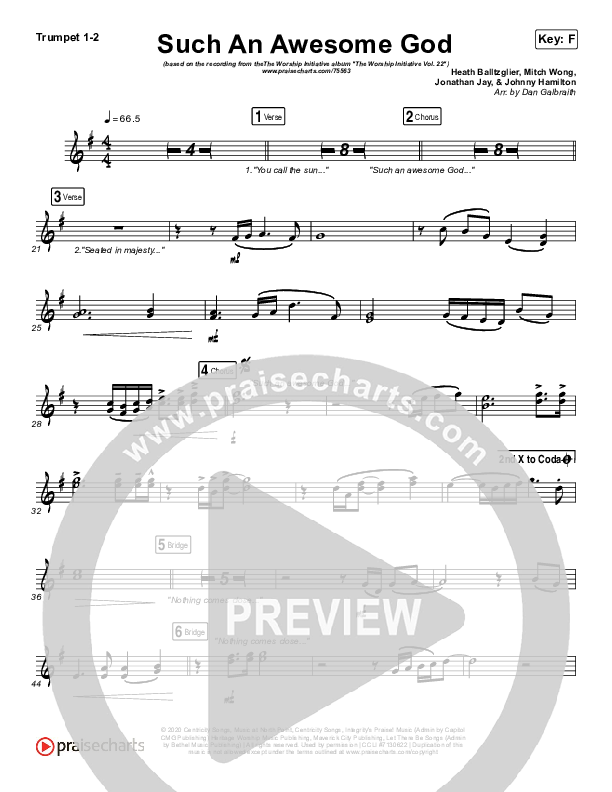 Such An Awesome God Trumpet 1,2 (Shane & Shane/The Worship Initiative / Dinah Wright / Davy Flowers)