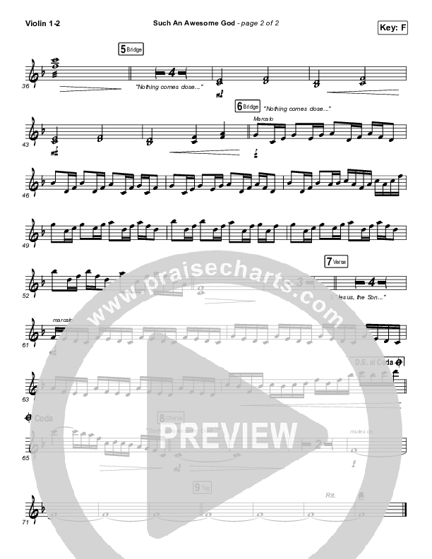 Such An Awesome God Violin 1/2 (Shane & Shane/The Worship Initiative / Dinah Wright / Davy Flowers)