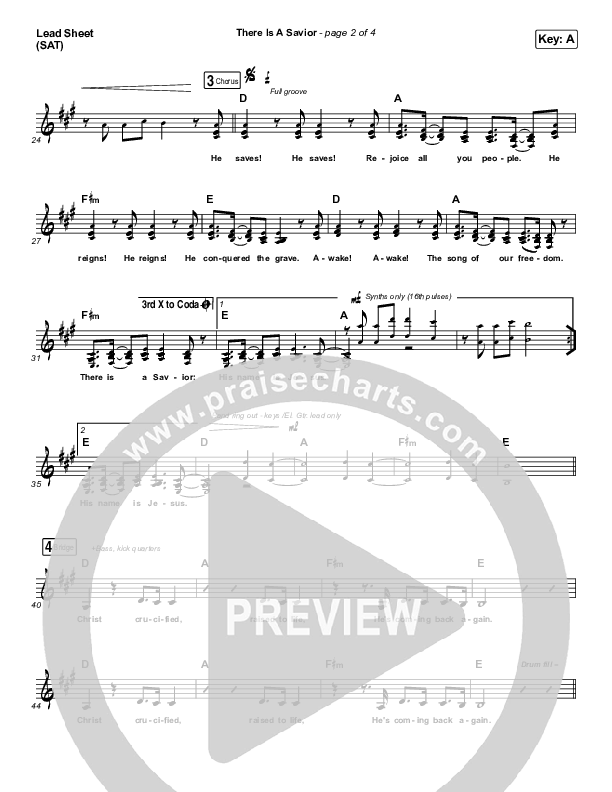 There Is A Savior Lead Sheet (SAT) (Dwell Songs)