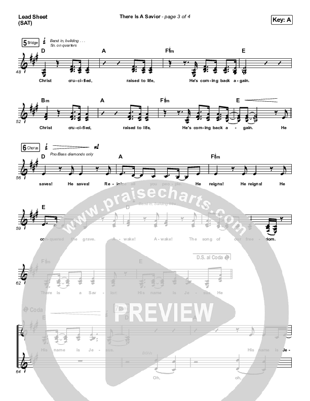 There Is A Savior Lead Sheet (SAT) (Dwell Songs)