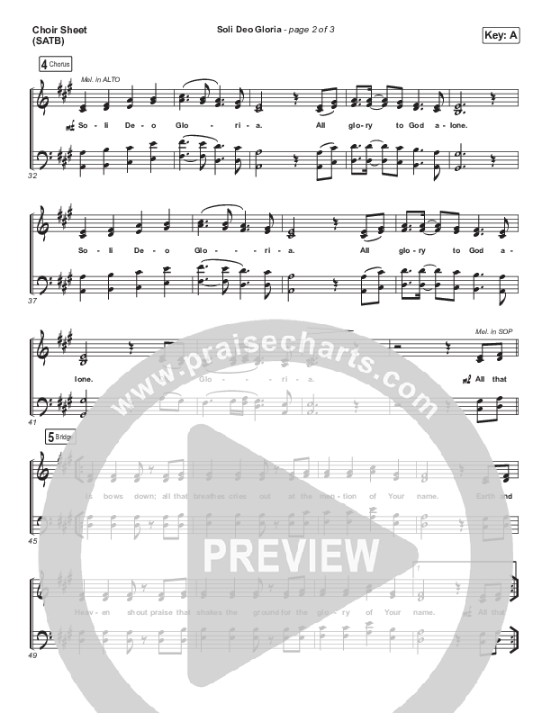 Soli Deo Gloria Choir Sheet (SATB) (Darlene Zschech / Mitch Wong)