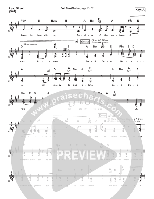 Soli Deo Gloria Lead Sheet (SAT) (Darlene Zschech / Mitch Wong)