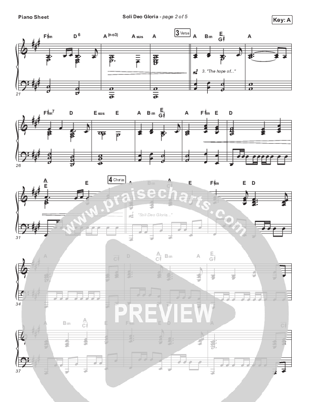 Soli Deo Gloria Piano Sheet (Darlene Zschech / Mitch Wong)