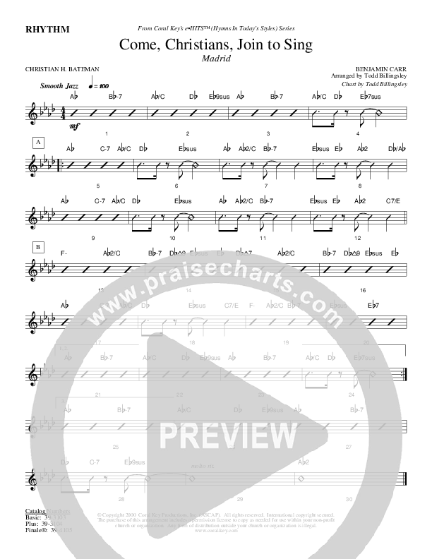 Come Christians Join To Sing Rhythm Chart (Todd Billingsley)
