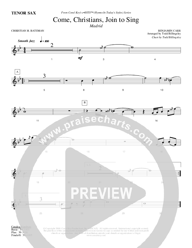 Come Christians Join To Sing Tenor Sax 2 (Todd Billingsley)