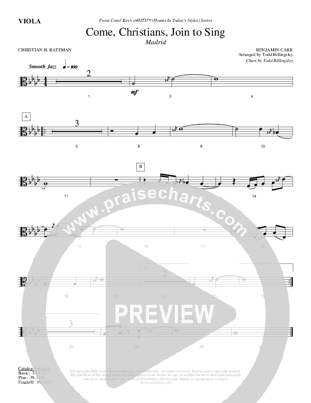 Come Christians Join To Sing Viola (Todd Billingsley)