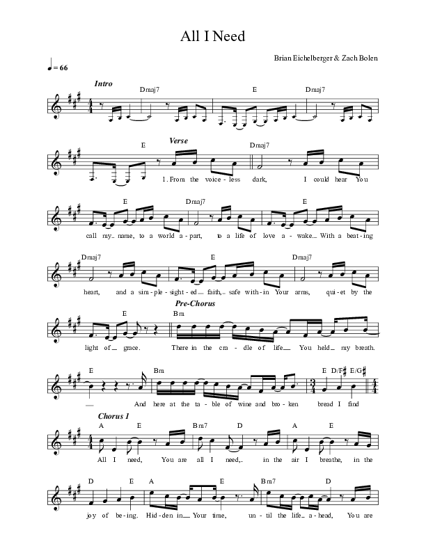 All I Need Lead Sheet (Citizens)