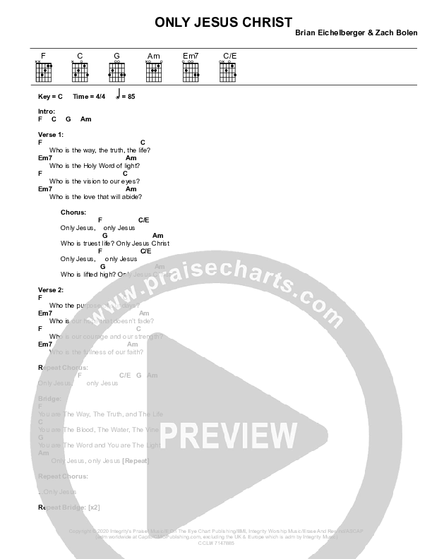 Only Jesus Christ (Phone Demos) Chord Chart (Citizens)