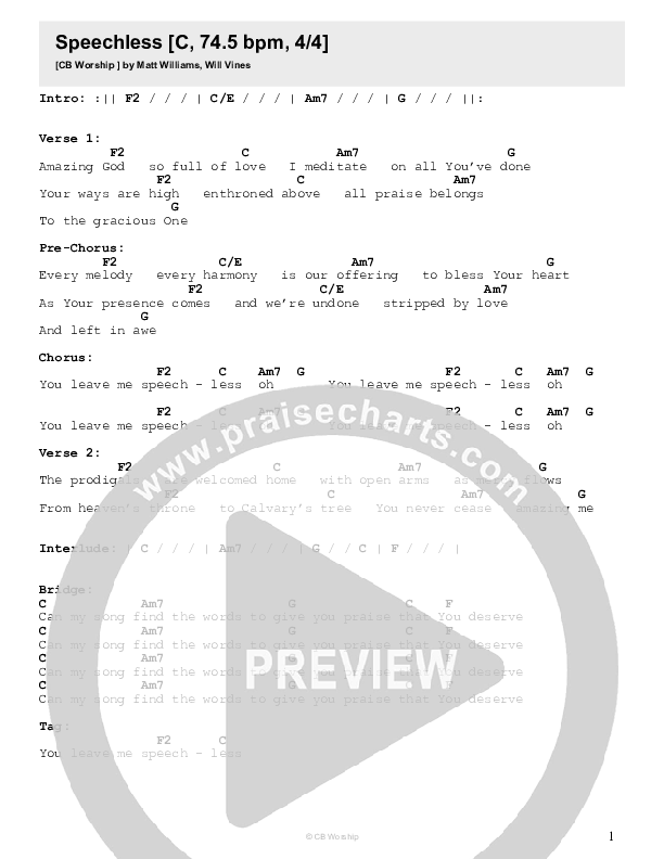 Speechless Chord Chart (CB Worship)