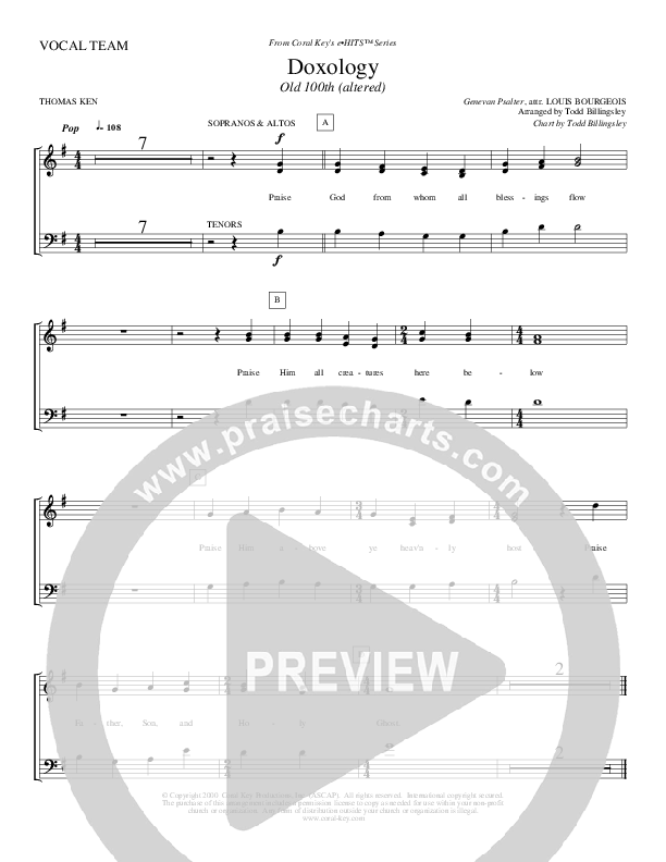 Doxology Choir Sheet (Todd Billingsley)