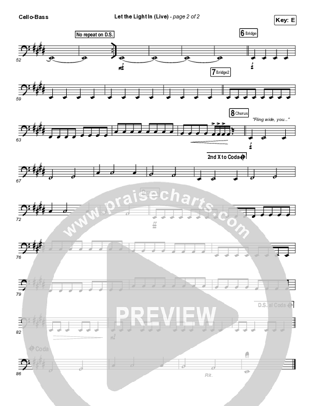 Let The Light In (Live) Cello/Bass (Kari Jobe)