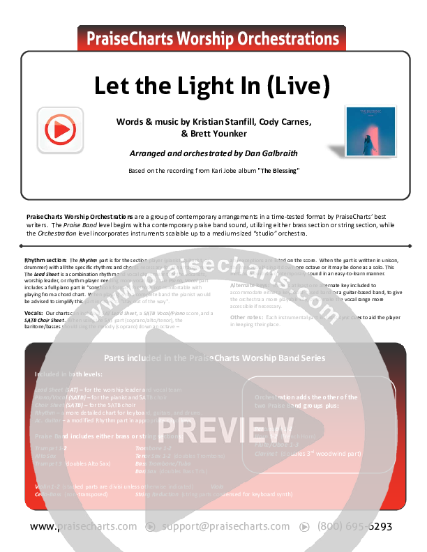 Let The Light In (Live) Cover Sheet (Kari Jobe)