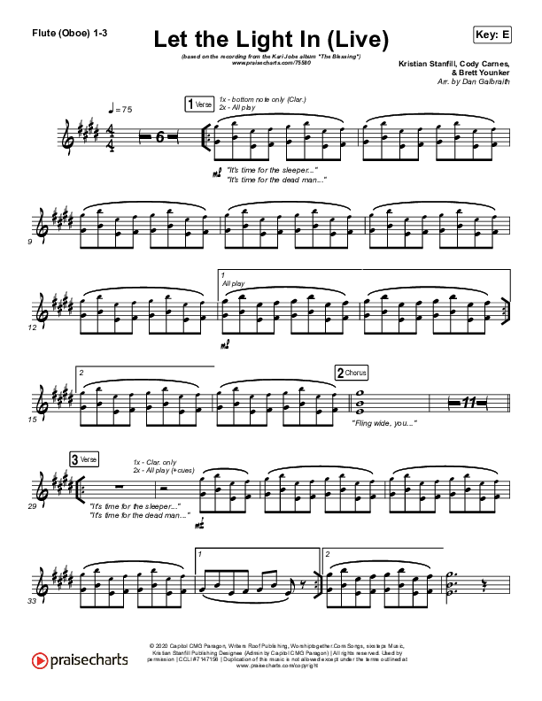 Let The Light In (Live) Flute/Oboe 1/2/3 (Kari Jobe)