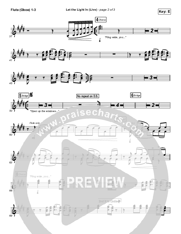 Let The Light In (Live) Flute/Oboe 1/2/3 (Kari Jobe)