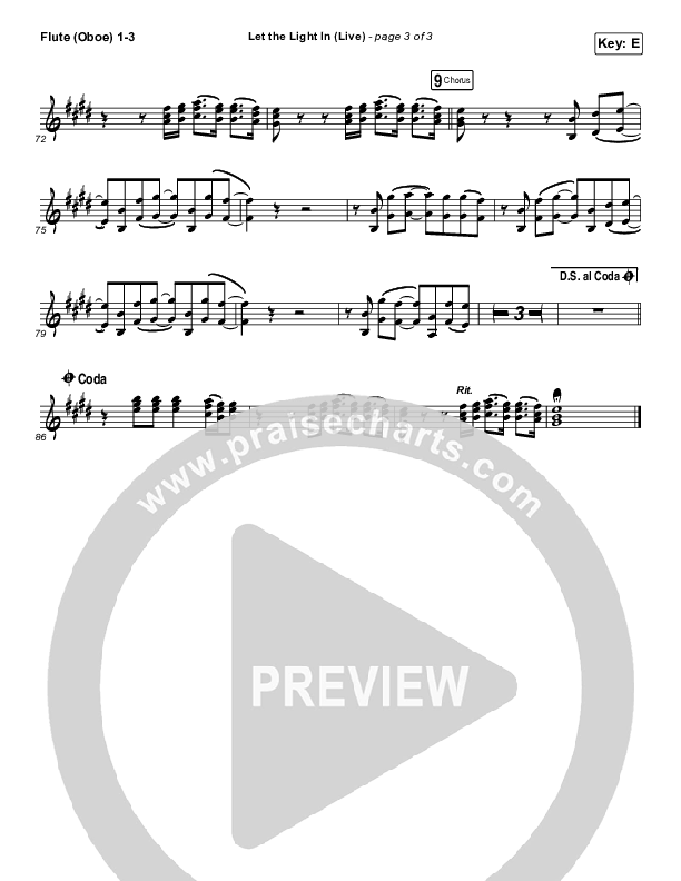 Let The Light In (Live) Flute/Oboe 1/2/3 (Kari Jobe)