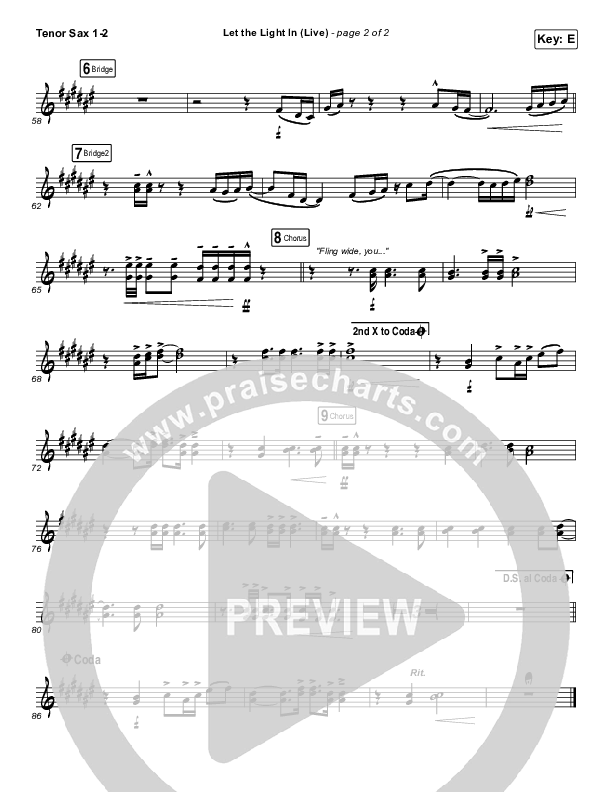 Let The Light In (Live) Tenor Sax 1/2 (Kari Jobe)