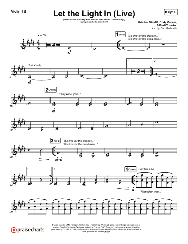 Let The Light In (Live) Violin 1/2 (Kari Jobe)