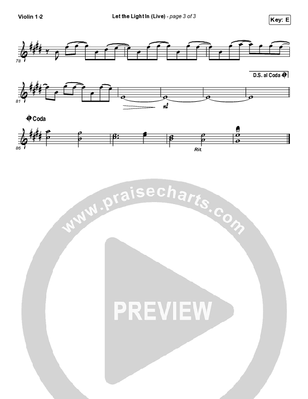 Let The Light In (Live) Violin 1/2 (Kari Jobe)