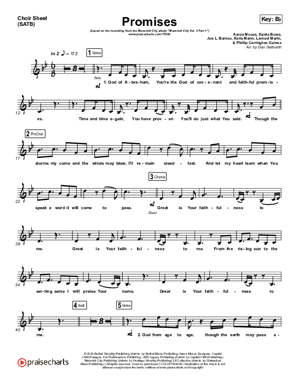 Promises Choir Sheet (SATB) (Maverick City Music)