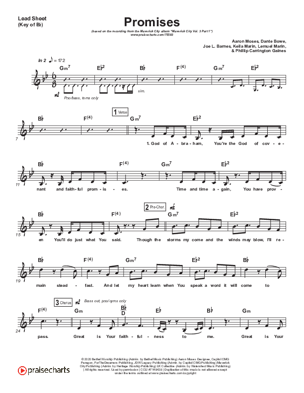 Promises Lead Sheet (Melody) (Maverick City Music)