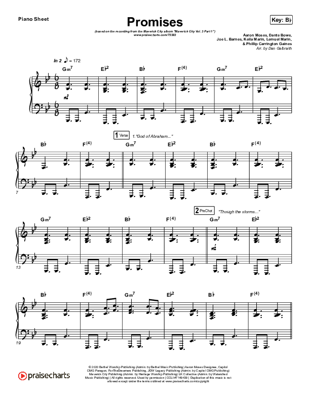 Promises Piano Sheet (Maverick City Music)