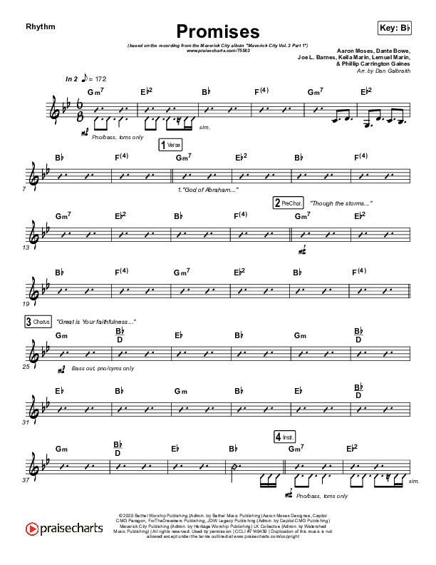 Promises Rhythm Chart (Maverick City Music)