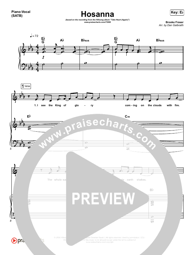 Hosanna Sheet Music (Hillsong Worship / Brooke Ligertwood) PraiseCharts