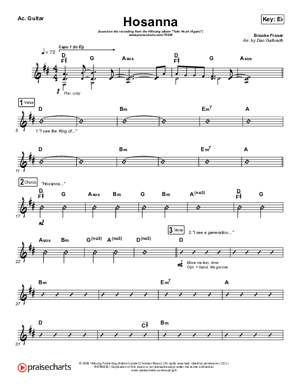 Hosanna Acoustic Guitar (Hillsong Worship / Brooke Ligertwood)