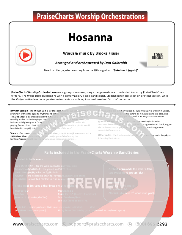 Hosanna Cover Sheet (Hillsong Worship / Brooke Ligertwood)