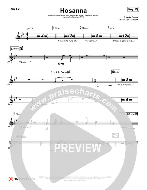Hosanna French Horn 1/2 (Hillsong Worship / Brooke Ligertwood)