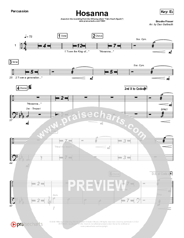 Hosanna Percussion (Hillsong Worship / Brooke Ligertwood)