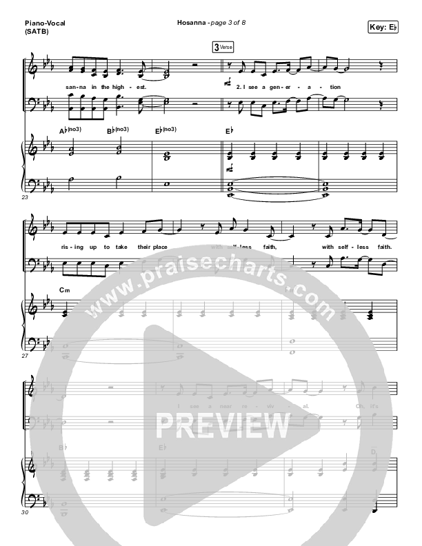 Hosanna Piano/Vocal (SATB) (Hillsong Worship / Brooke Ligertwood)