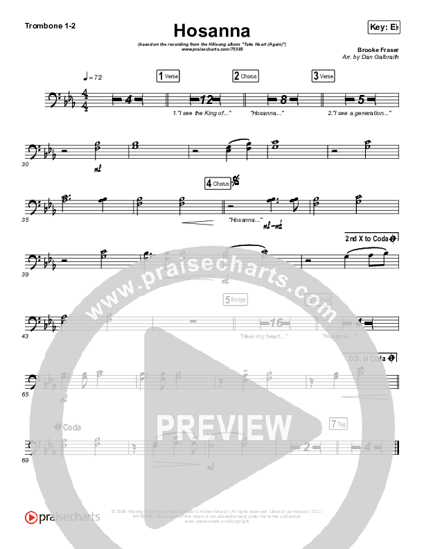 Hosanna Trombone 1/2 (Hillsong Worship / Brooke Ligertwood)