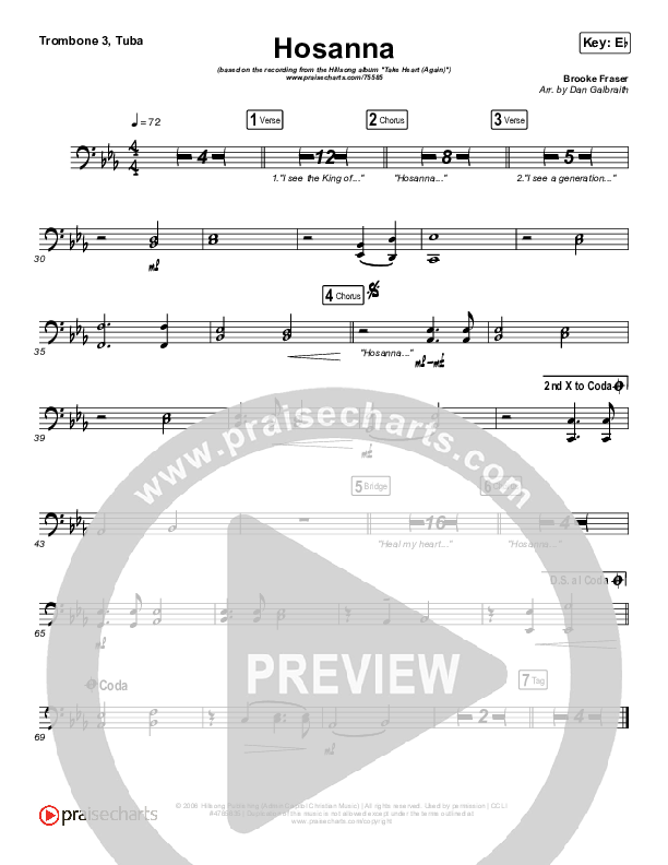 Hosanna Trombone 3/Tuba (Hillsong Worship / Brooke Ligertwood)