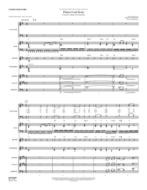 Fairest Lord Jesus Conductor's Score (Todd Billingsley)