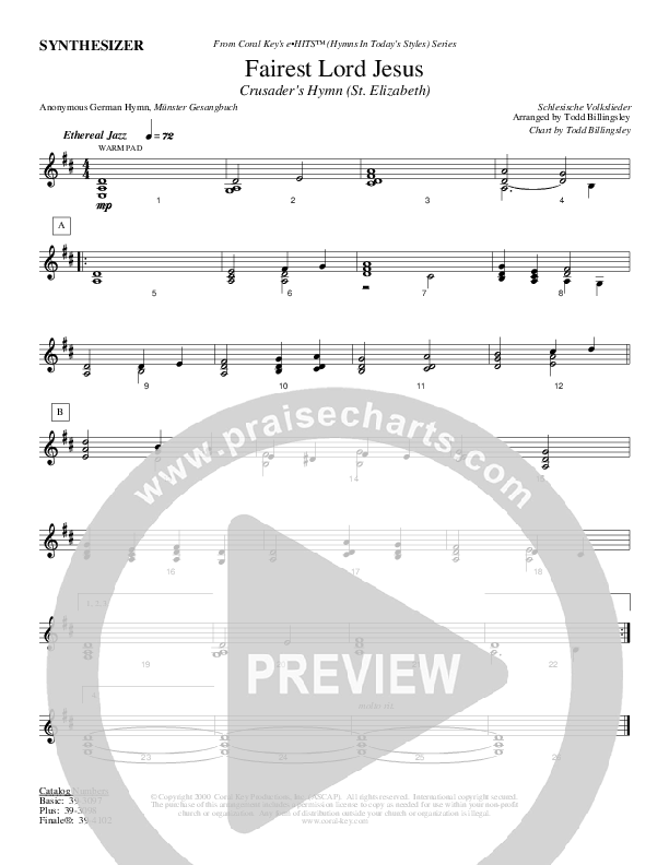 Fairest Lord Jesus Synth (Todd Billingsley)