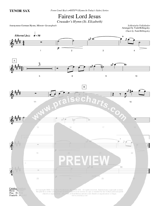 Fairest Lord Jesus Tenor Sax 2 (Todd Billingsley)