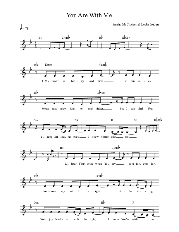 You Are With Me Lead Sheet (Sandra McCracken)