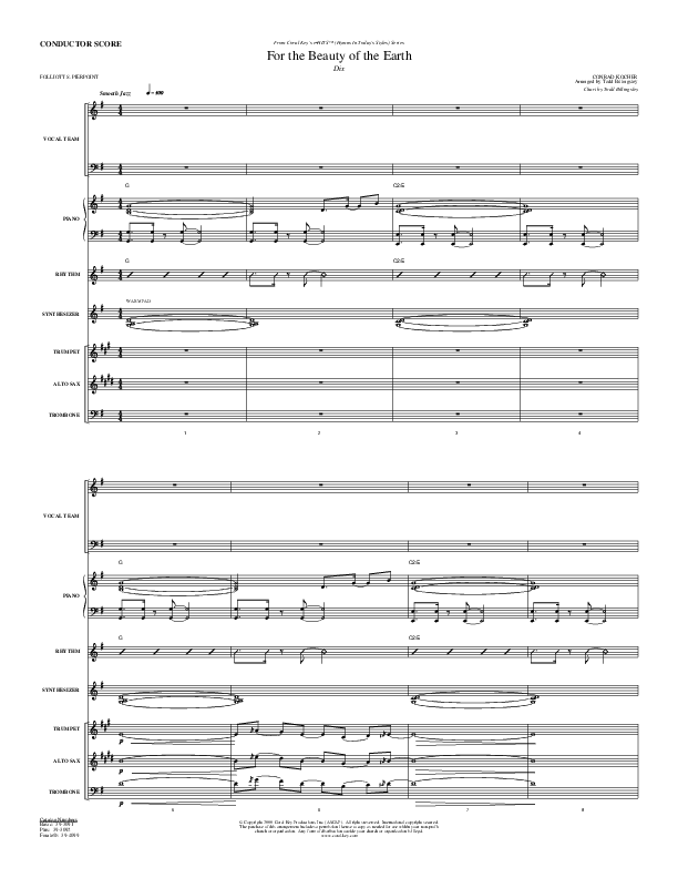 For The Beauty Of The Earth Conductor's Score (Todd Billingsley)