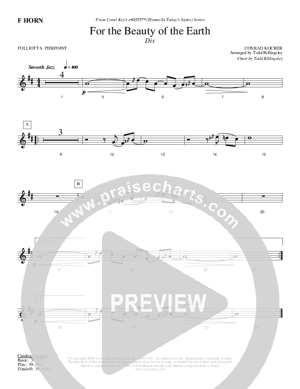 For The Beauty Of The Earth French Horn (Todd Billingsley)